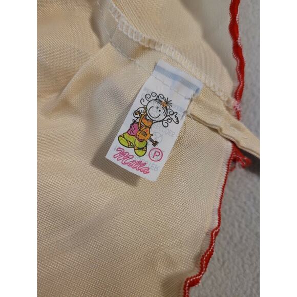 Vintage Milla Half Apron Hand Embroidered Pineapple Watermelon Red Skirt - Picture 6 of 7